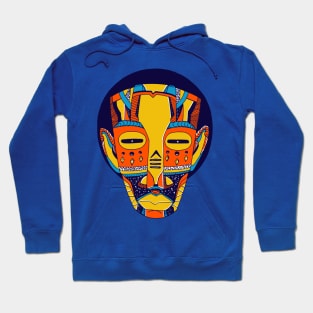 Orange Blue African Mask No 3 Hoodie